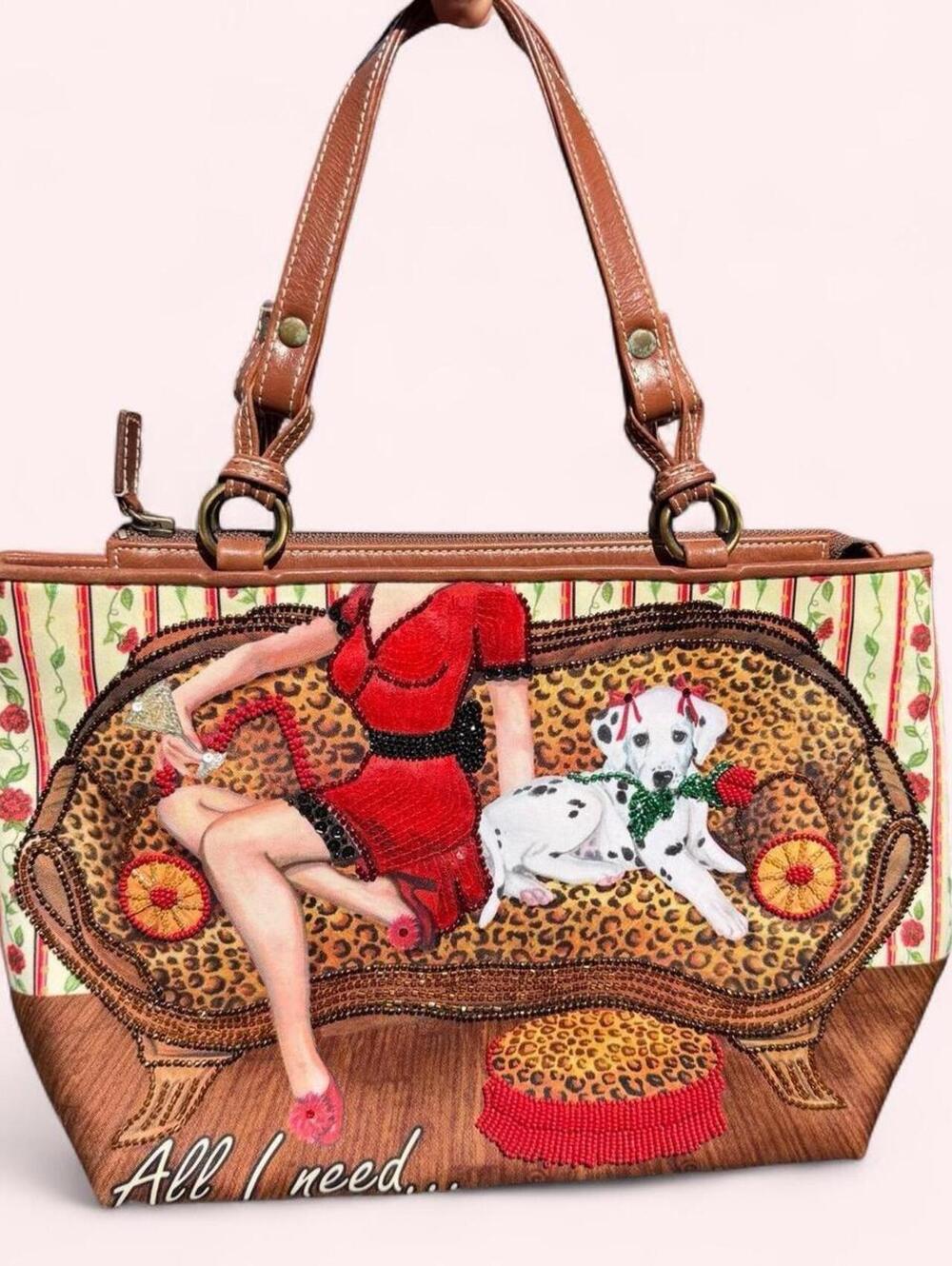 Isabella Fiore beaded shoulder bag with animal print and sequins